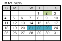 District School Academic Calendar for Daniel Wertz Elementary Sch for May 2025