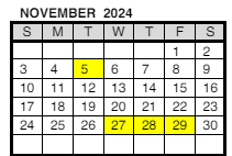 District School Academic Calendar for Vogel Elementary School for November 2024