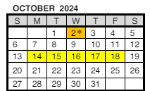 District School Academic Calendar for Daniel Wertz Elementary Sch for October 2024
