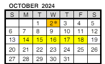 District School Academic Calendar for Vogel Elementary School for October 2024