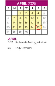 District School Academic Calendar for Denali Elementary for April 2025