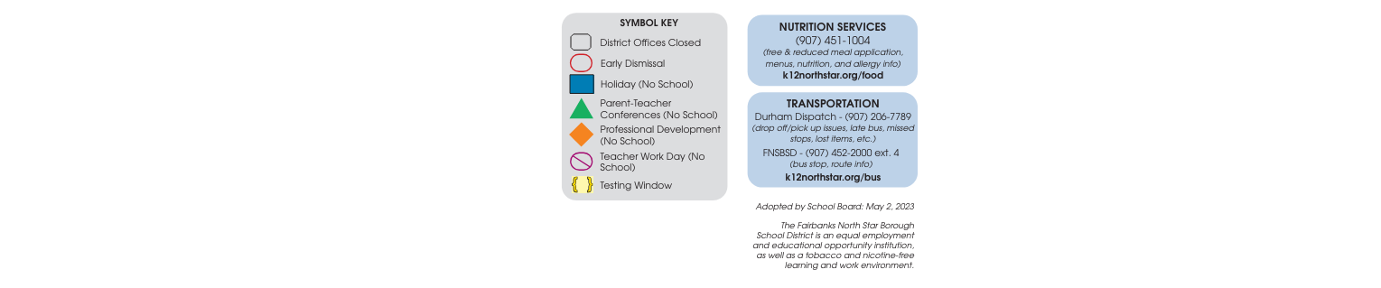 District School Academic Calendar Key for North Pole Elementary
