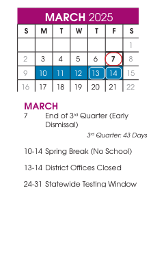 District School Academic Calendar for North Pole Elementary for March 2025