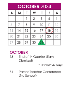 District School Academic Calendar for Anderson Elementary for October 2024