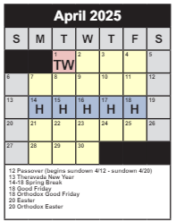 District School Academic Calendar for Daniels Run Elementary for April 2025