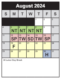 District School Academic Calendar for Bucknell Elementary for August 2024