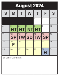 District School Academic Calendar for Daniels Run Elementary for August 2024