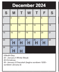 District School Academic Calendar for Braddock Elementary for December 2024
