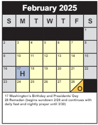 District School Academic Calendar for Baileys Elementary for February 2025