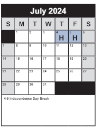 District School Academic Calendar for Springfield Estates ELEM. for July 2024