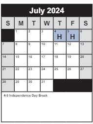 District School Academic Calendar for Cameron Elementary for July 2024