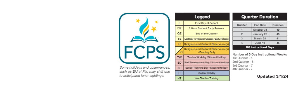 District School Academic Calendar Key for Cooper Middle