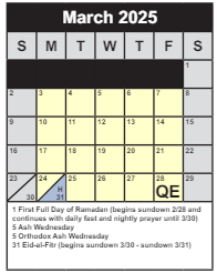 District School Academic Calendar for North Springfield ELEM. for March 2025