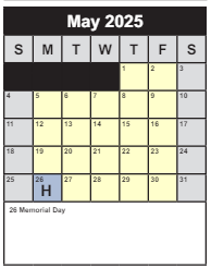 District School Academic Calendar for Graham Road Elementary for May 2025