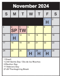 District School Academic Calendar for Daniels Run Elementary for November 2024