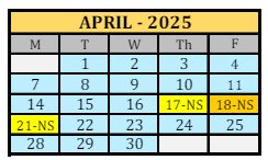 District School Academic Calendar for Lewis And Clark Elementary School for April 2025