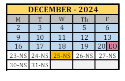 District School Academic Calendar for Lewis And Clark Elementary School for December 2024