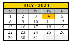 District School Academic Calendar for Lewis And Clark Elementary School for July 2024
