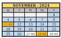 District School Academic Calendar for Lewis And Clark Elementary School for November 2024