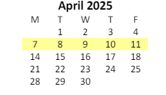 District School Academic Calendar for Clays Mill Elementary School for April 2025