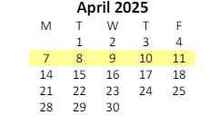 District School Academic Calendar for Fayette Elementary School for April 2025