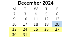 District School Academic Calendar for Clays Mill Elementary School for December 2024