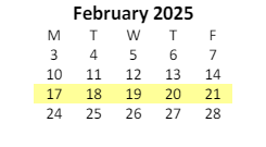 District School Academic Calendar for Fayette Elementary School for February 2025