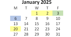District School Academic Calendar for Evening School for January 2025