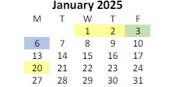 District School Academic Calendar for Booker T Washington Academy Elementary for January 2025