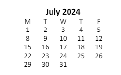 District School Academic Calendar for Eastside Technical Center for July 2024