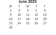 District School Academic Calendar for Fayetteville Intermediate Elementary School for June 2025