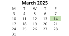 District School Academic Calendar for Alternative Placement for March 2025