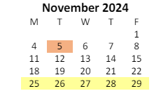 District School Academic Calendar for James Lane Allen Elementary School for November 2024