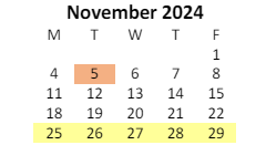 District School Academic Calendar for Whitewater Middle School for November 2024