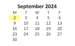 District School Academic Calendar for Glendover Elementary School for September 2024
