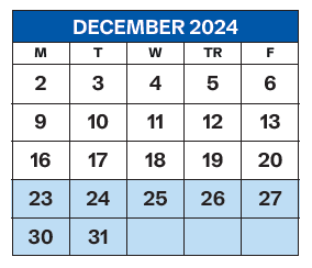 District School Academic Calendar for Paul Laurence Dunbar High School for December 2024