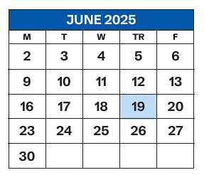 District School Academic Calendar for Paul Laurence Dunbar High School for June 2025