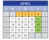 District School Academic Calendar for Employment Transition Program for April 2025