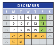 District School Academic Calendar for Employment Transition Program for December 2024