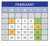 District School Academic Calendar for Employment Transition Program for February 2025