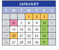 District School Academic Calendar for Employment Transition Program for January 2025