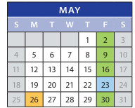 District School Academic Calendar for Employment Transition Program for May 2025