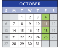District School Academic Calendar for Employment Transition Program for October 2024