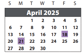 District School Academic Calendar for Lexington Creek Elementary for April 2025