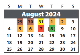 District School Academic Calendar for Brazos Bend Elementary School for August 2024