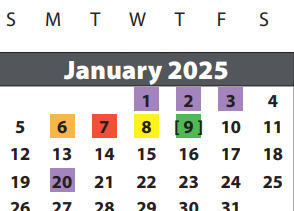 District School Academic Calendar for Seguin Elementary for January 2025
