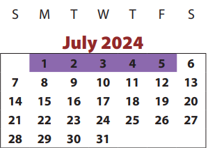 District School Academic Calendar for Parks Elementary for July 2024