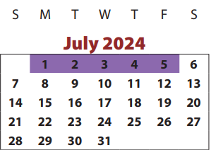 District School Academic Calendar for Brazos Bend Elementary School for July 2024