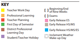 District School Academic Calendar Legend for Clements High School