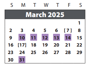 District School Academic Calendar for Brazos Bend Elementary School for March 2025